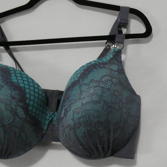 AG - ASHLEY GRAHAM | 40 DDD | Grey Lace Turquoise Overlay Bra | Wired - Picture 5 of 10
